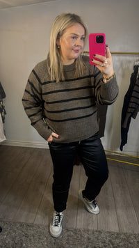 Kaffe Kaerin Brown Melange Striped Knit