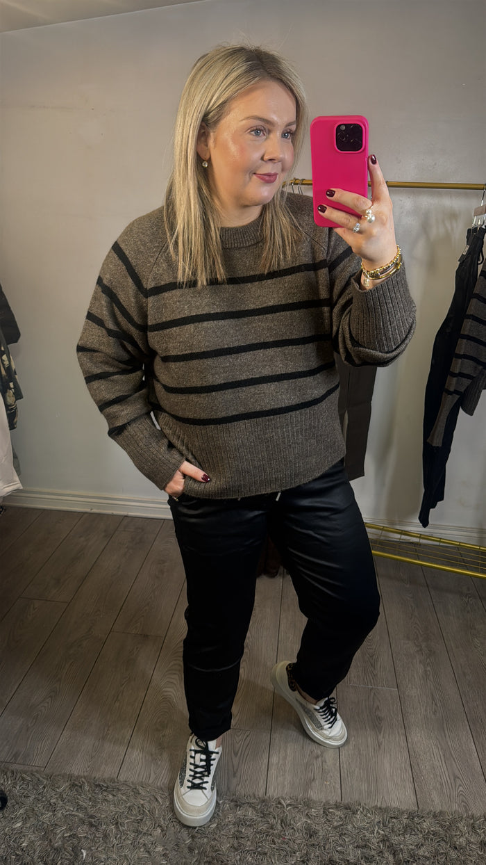 Kaffe Kaerin Brown Melange Striped Knit