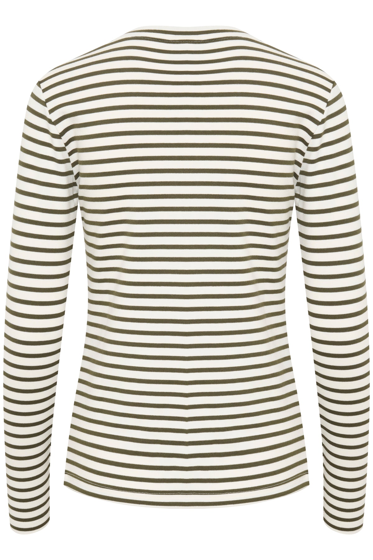 Kaffe Liddy Chalk/Forest Green Stripe Top with Black Heart, 10502821
