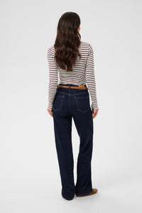 Kaffe Liddy Chalk/Fudge Burgundy Stripe Top with Baby Pink Heart