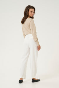 Kaffe Kamerle Chalk Highwaisted Ankle Length Barrel Leg Trousers, 10504769