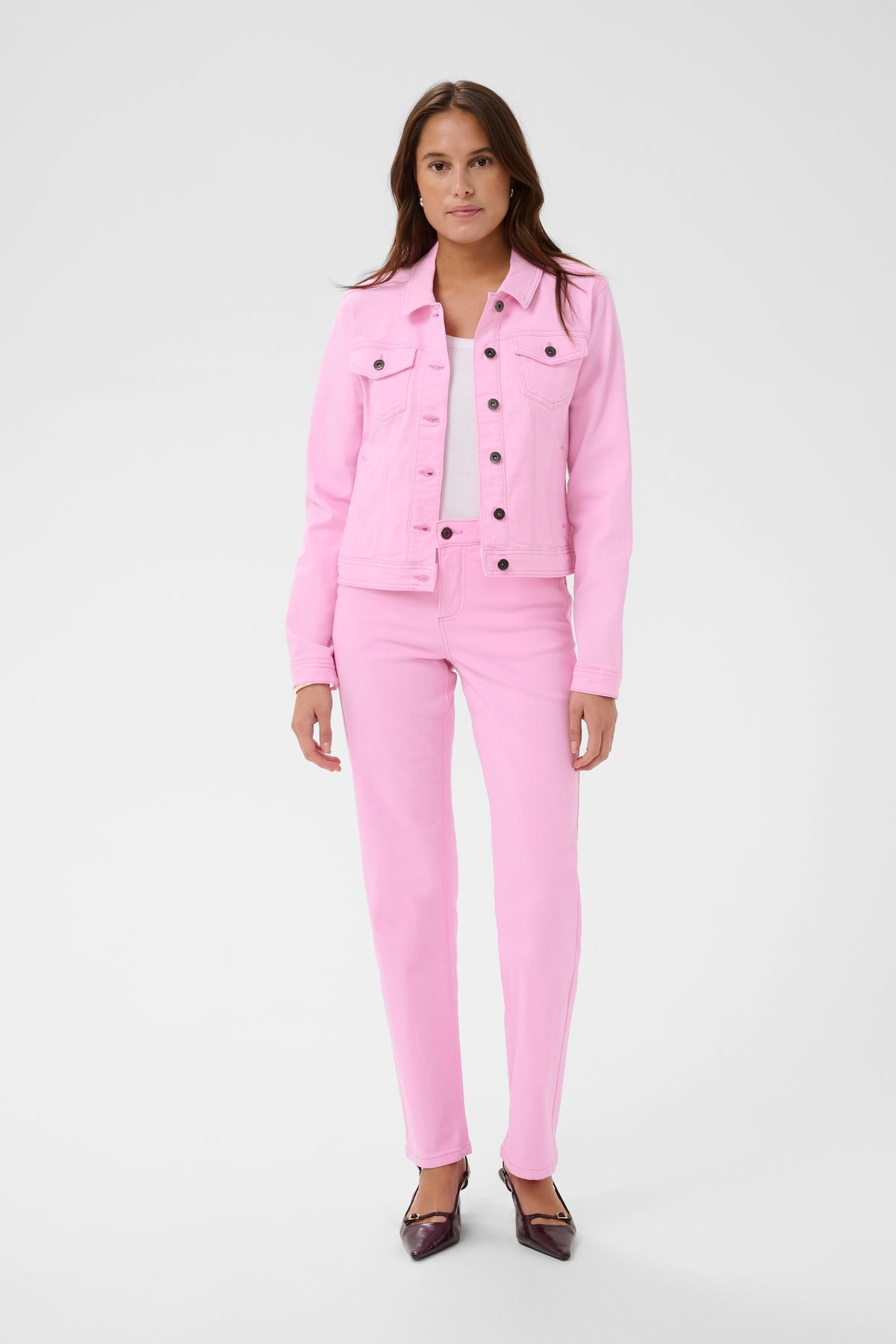 Kaffe Kazelina Pink Frosting Denim Stretch Jacket
