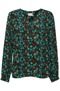 Kaffe Kamarita Amber Blue Bird Flower Print Blouse, 10507709