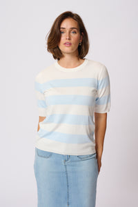 Kaffe Kalizza Chalk/Baby Blue Striped Knit