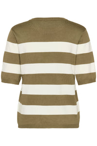 Kaffe Kalizza Khaki Green/Chalk Striped Knit, 10508410