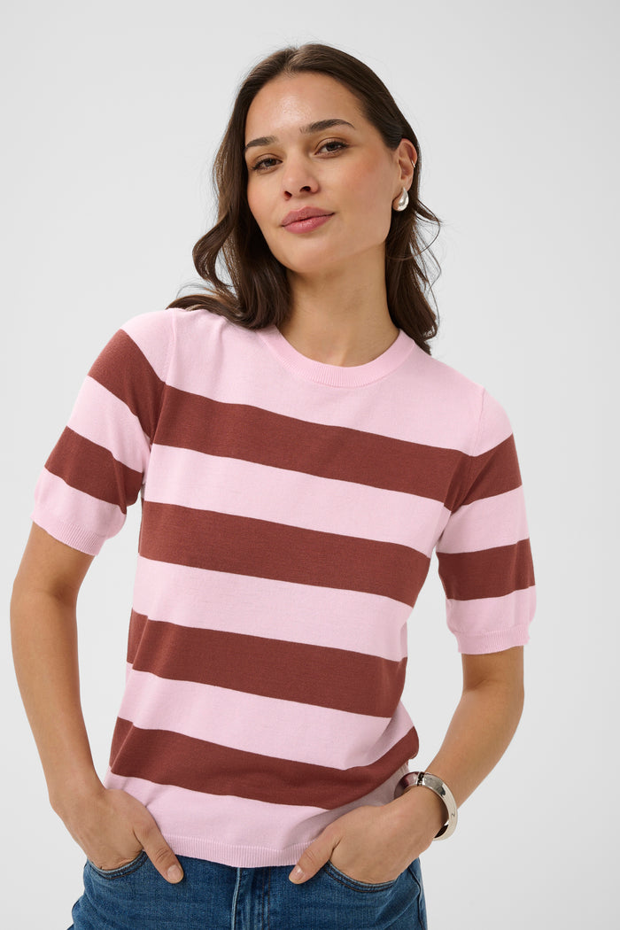 Kaffe Kalizza Ballerina Pink/Henna Striped Knit, 10508410