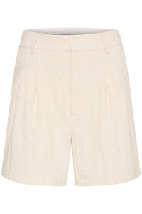 Kaffe Kadaniella Feather Grey Linen Highwaisted Wide Leg Shorts, 10508566