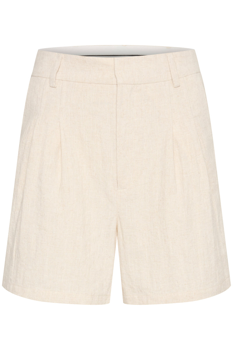 Kaffe Kadaniella Feather Grey Linen Highwaisted Wide Leg Shorts, 10508566