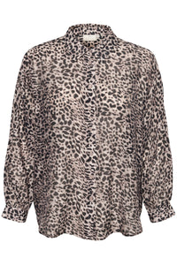 Kaffe Kavita Leopard Print Oversized Longline Shirt, 10508574