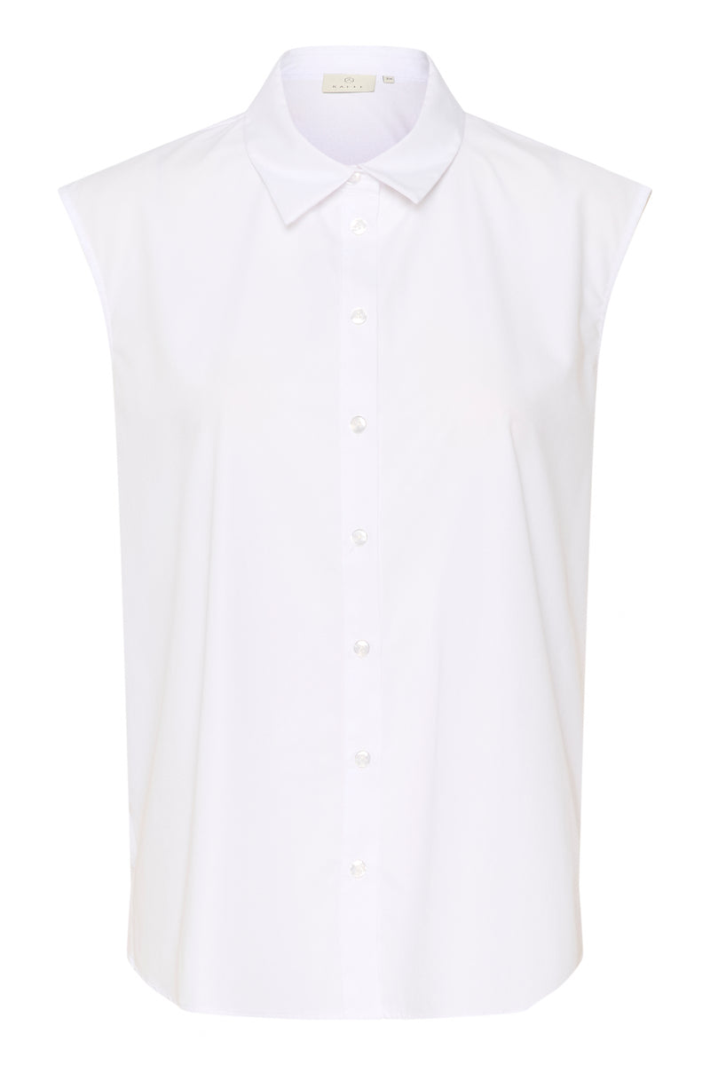 Kaffe Kaanna Optical White Knot Back Longline Oversized Shirt, 10508614