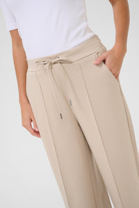 Kaffe Kajenny Feather Beige Wide Leg Elasticated Trousers