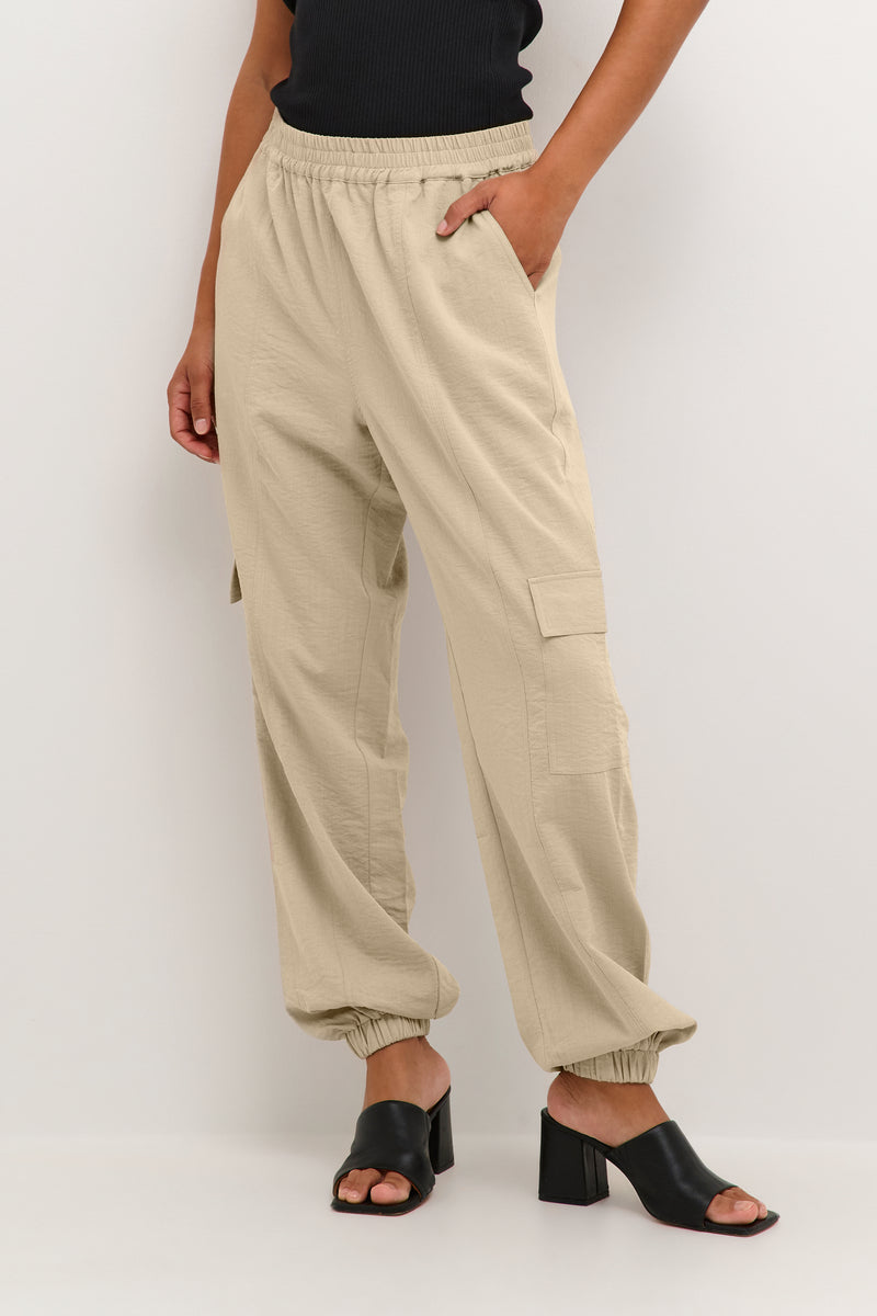 Kaffe Kamajse Feather Beige Cuffed Cargo Joggers, 10508685