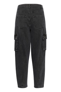 Kaffe Kagloria Dark Grey Denim Wide Leg Cargo Jeans, 10508749