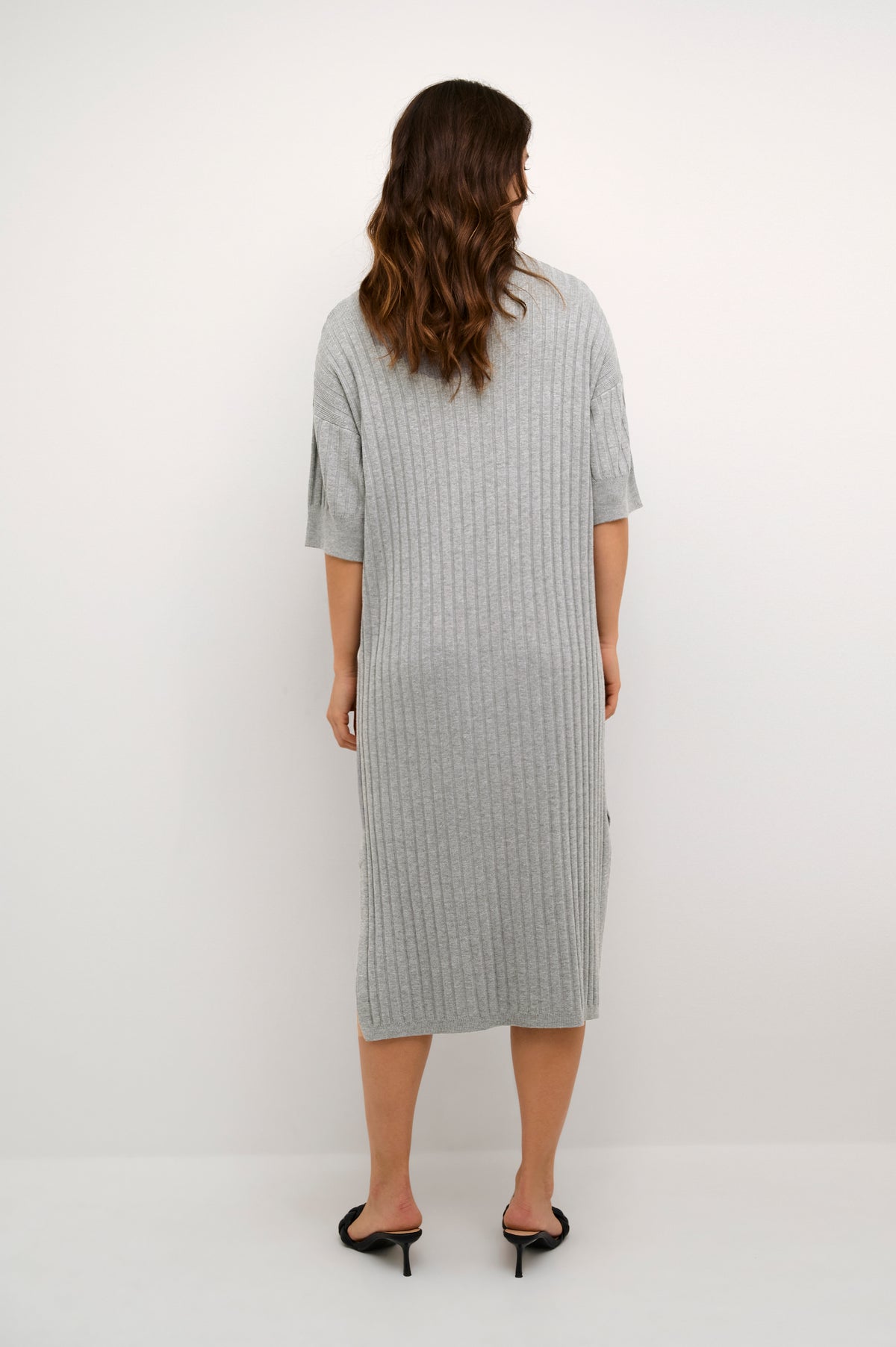 Kaffe Kalola Grey Melange Knitted Midi Dress, 10508776