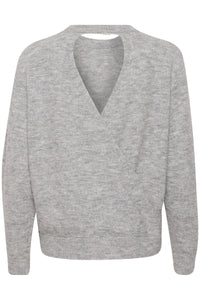 Kaffe Kamalene Grey Melange Open Back Pullover, 10508832