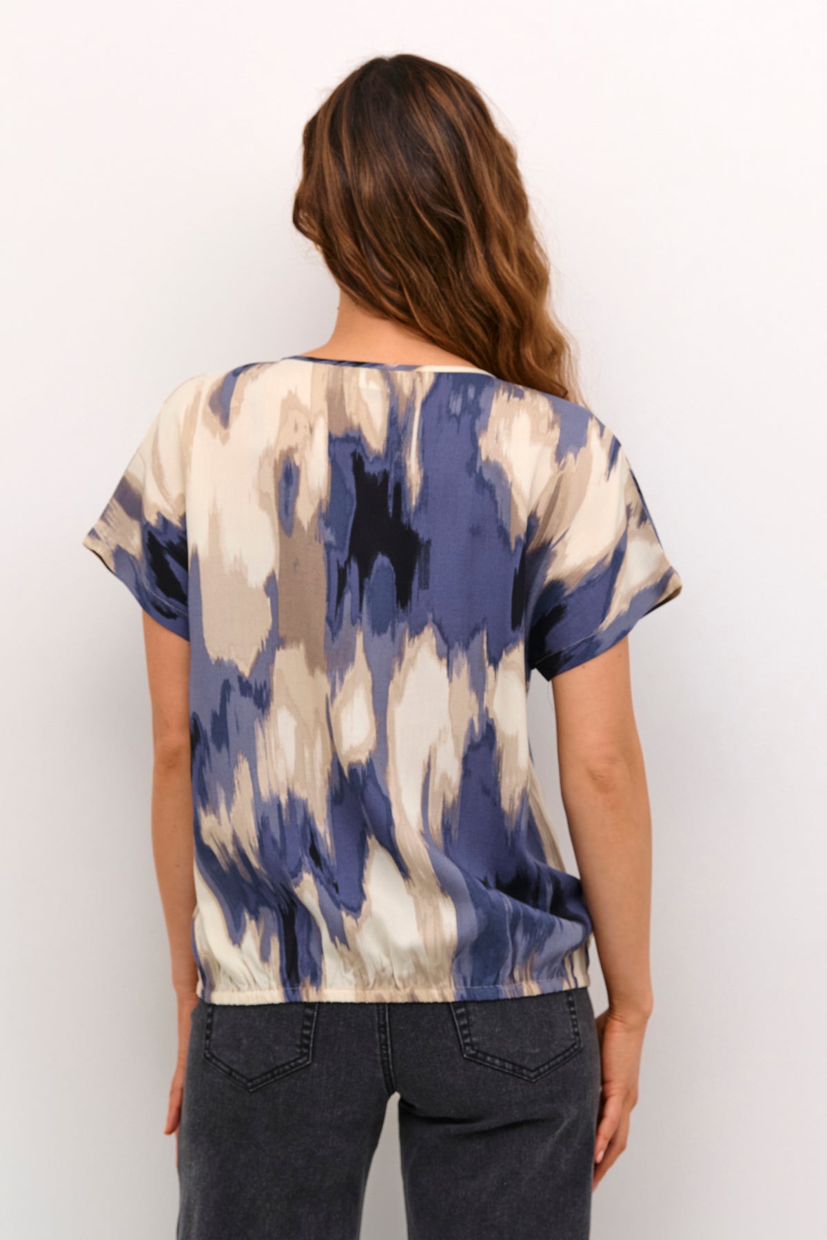 Kaffe Kabeathe Stanley Blue Abstract Printed Blouse, 10508896