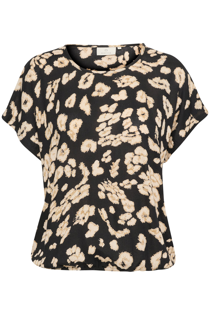 Kaffe Kabeathe Stanley Black/Sand Leopard Printed Blouse