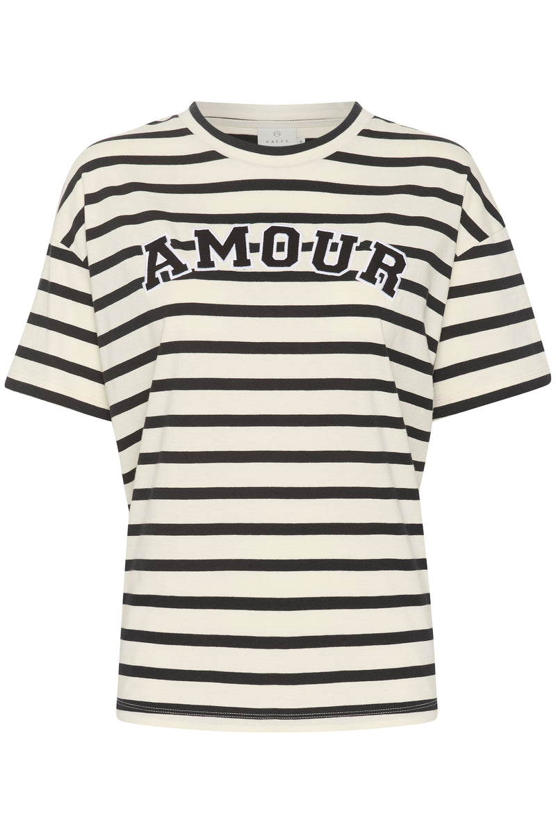 Kaffe Kaheidi White/Black AMOUR Logo Oversized T-Shirt, 10508932