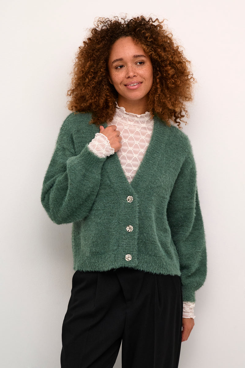 Kaffe Kavilma Garden Topiary Embellished Cropped Fluffy Cardigan, 10509280