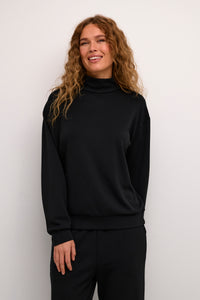 Kaffe Kaannika Black Modal Supersoft High Neck Sweatshirt