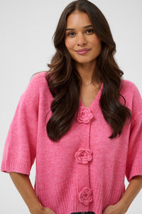 Kaffe Karosie Power Pink V-Neck Cardigan, 10509480