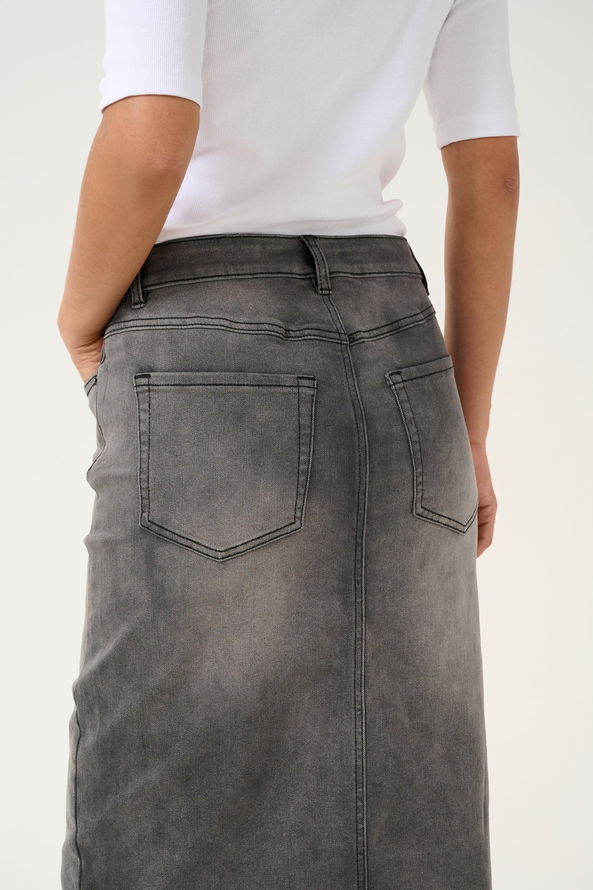 Kaffe Kasinem Grey Denim Long Skirt