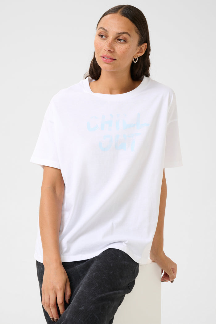 Kaffe Kavigga Optical White 'Chill Out' Oversized T-Shirt