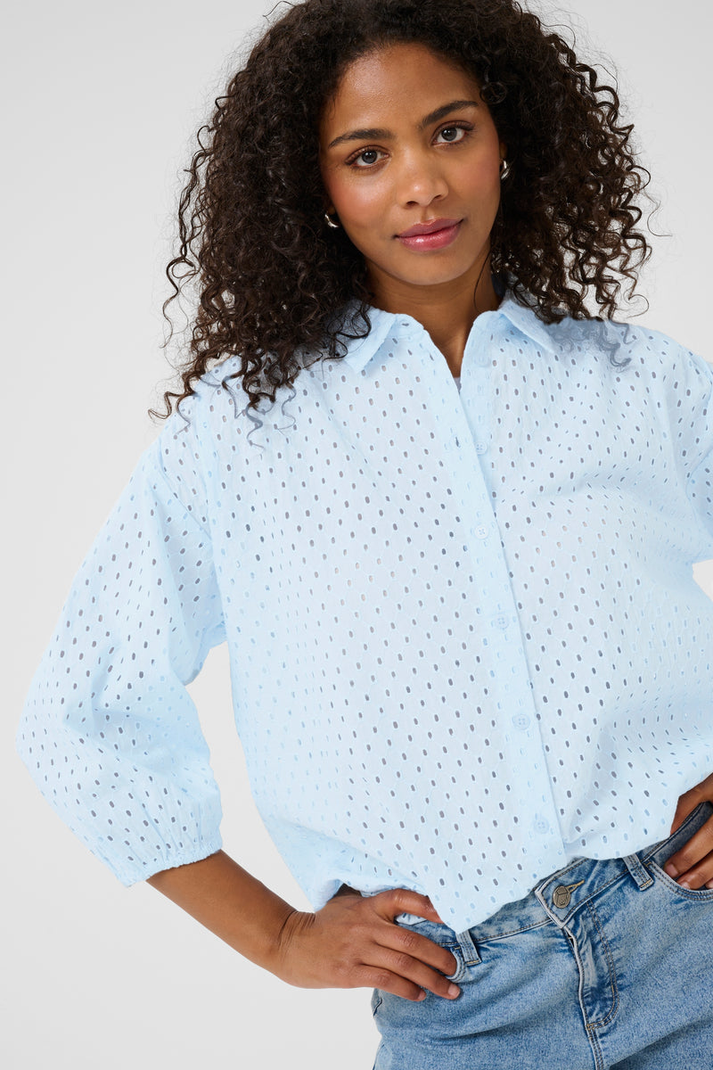 Kaffe Karumba Nantucket Baby Blue Embroidered Shirt
