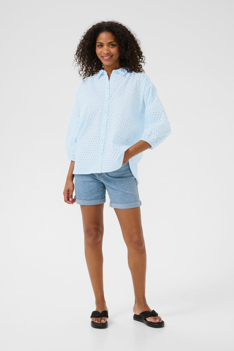 Kaffe Karumba Nantucket Baby Blue Embroidered Shirt