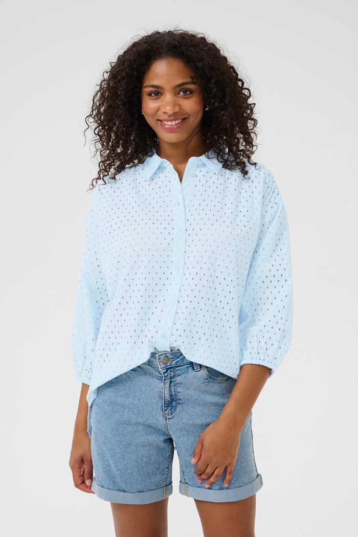 Kaffe Karumba Nantucket Baby Blue Embroidered Shirt