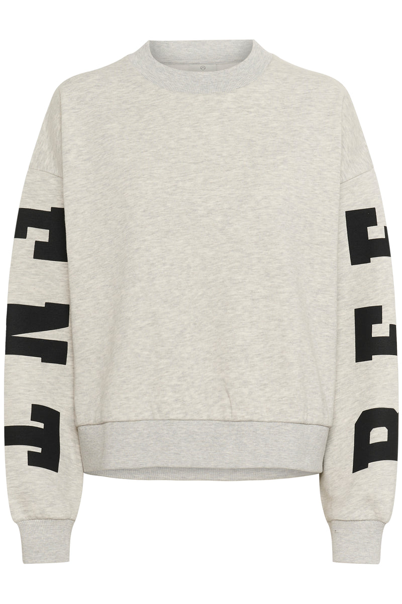 Kaffe Kalise Grey Melange Logo Relaxed Fit Sweatshirt, 10510868