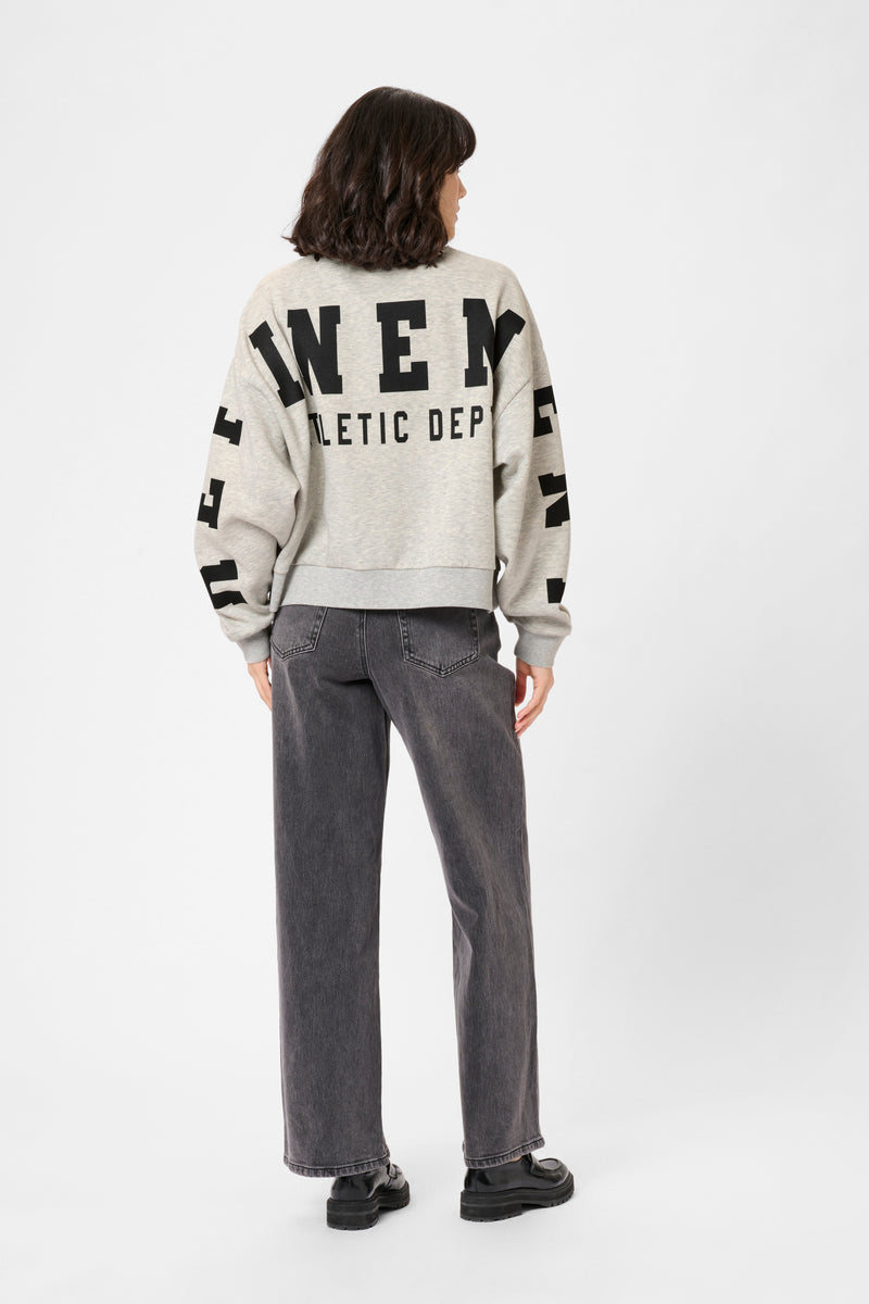 Kaffe Kalise Grey Melange Logo Relaxed Fit Sweatshirt, 10510868