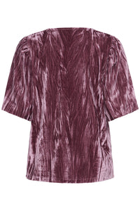 KAFFE Kaelva Tulipwood Velvet V-Neck Blouse