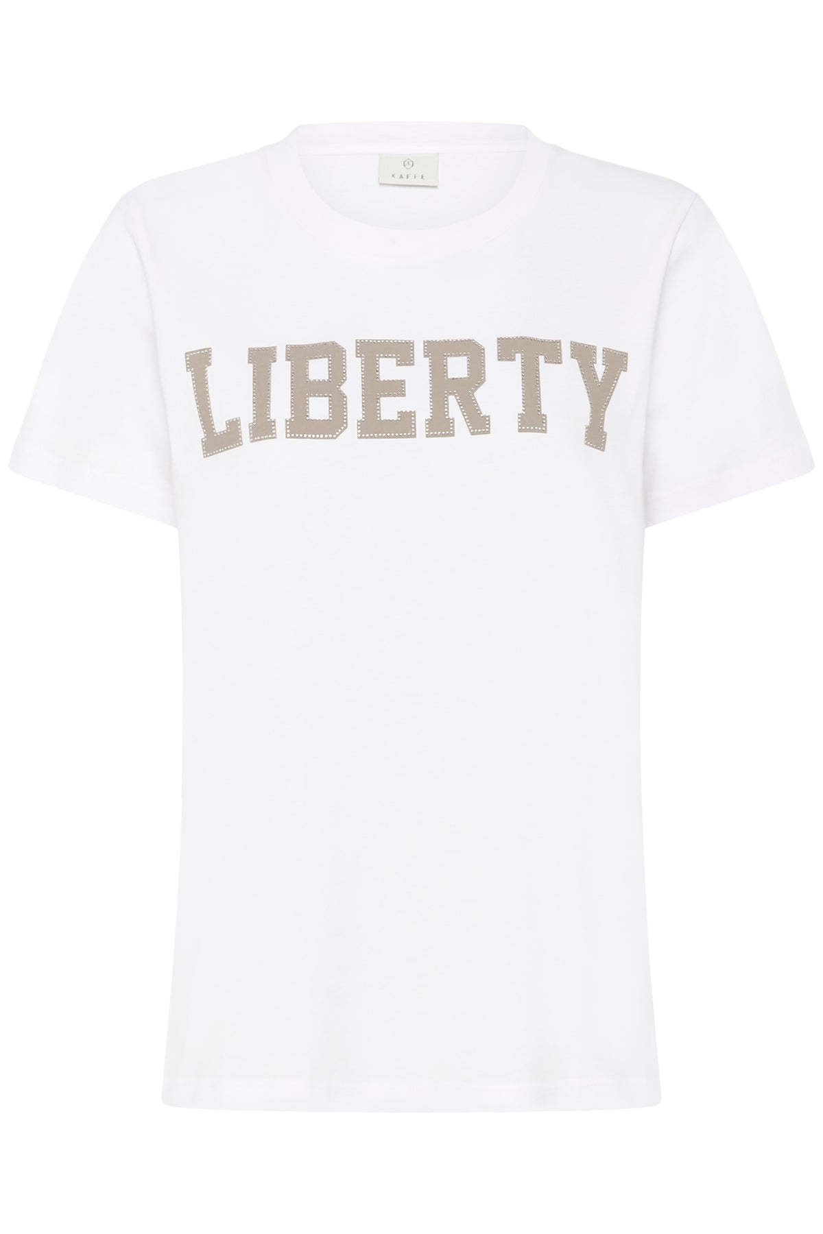Kaffe Kajean Optical White 'LIBERTY' Embellished Logo T-Shirt, 10511081