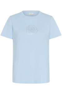 Kaffe Kajean Powder Blue Embellished Rose T-Shirt, 10511081