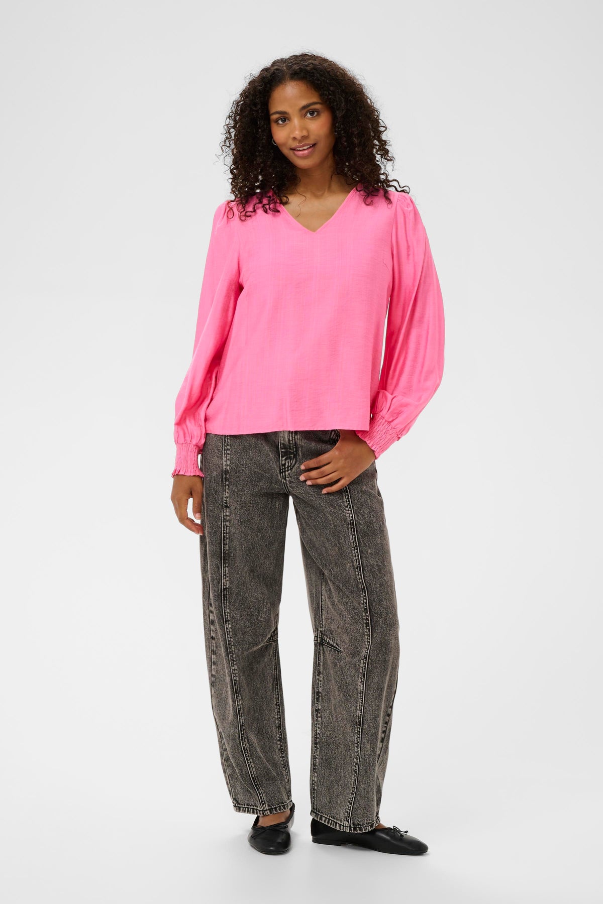 Kaffe Kalufia Power Pink V-Neck Blouse, 10511104