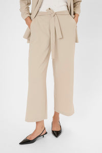 Kaffe Kaphoebe Feather Beige Wide Leg Cropped Trousers