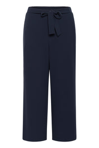 Kaffe Kaphoebe Midnight Marine Wide Leg Cropped Trousers, 10511244