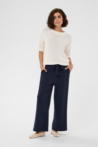 Kaffe Kaphoebe Midnight Marine Wide Leg Cropped Trousers, 10511244