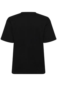 Kaffe Karosie Black 'Oui' Lace Logo T-Shirt, 10511300