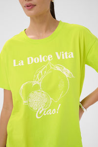 Kaffe KaChelsea Wild Lime 'Dolce Vita' Oversized T-Shirt, 10511340