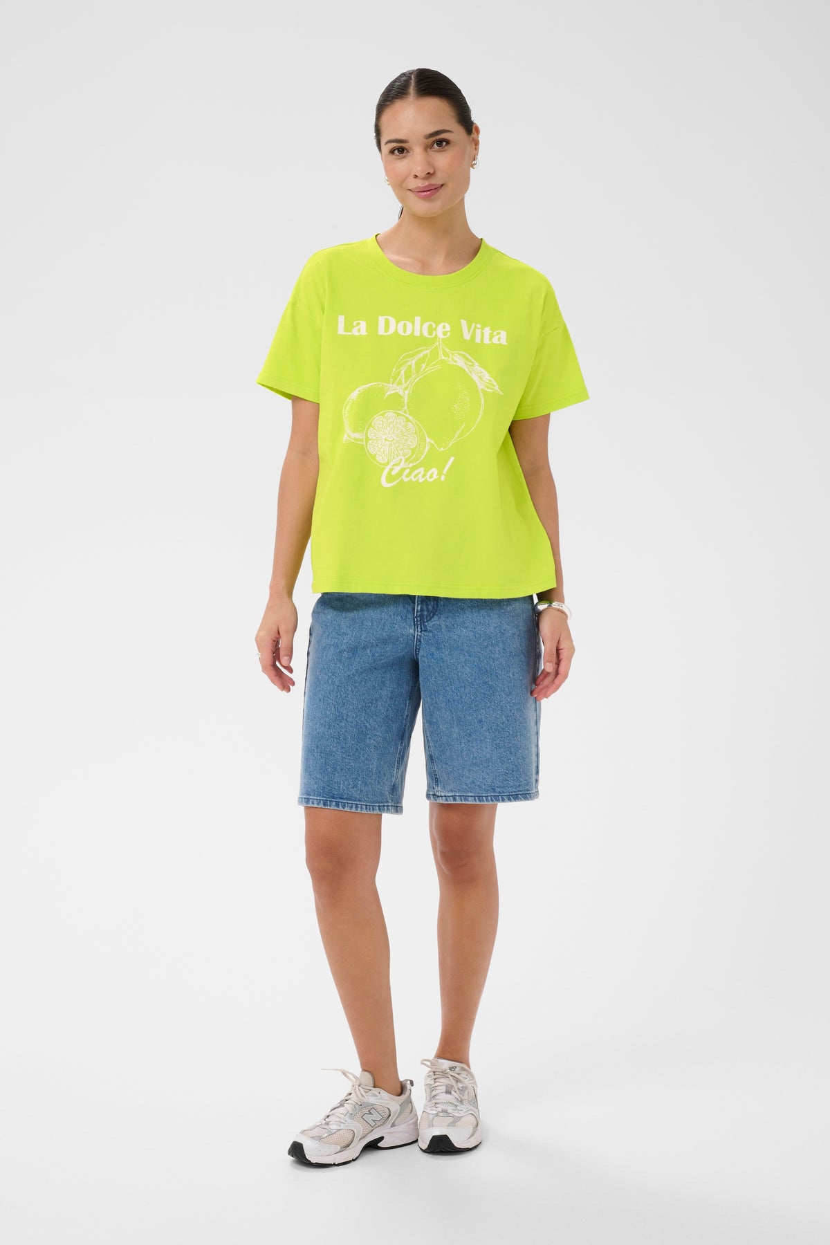 Kaffe KaChelsea Wild Lime 'Dolce Vita' Oversized T-Shirt, 10511340