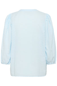 Kaffe Kapenelope Baby Blue V-Neck Textured Blouse, 10511436