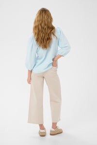 Kaffe Kapenelope Baby Blue V-Neck Textured Blouse, 10511436