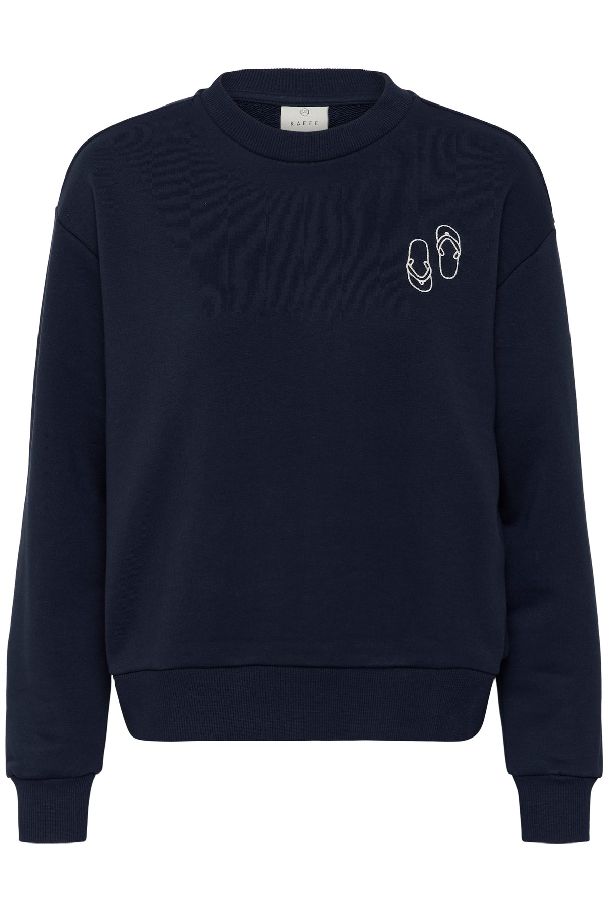 Kaffe KaLilje Midnight Marine Embroidered Flip Flop Supersoft Sweatshirt, 10511630