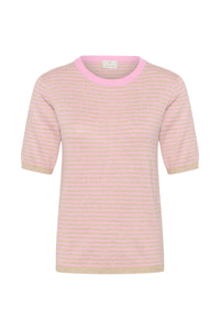 Kaffe Kalizza Feather Beige /Candy Striped Knit with Candy Pink Trim, 10511826