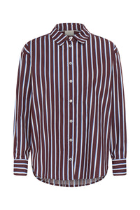 KAFFE Kagavina Fudge Oversized Shirt with Provence Blue/White Stripe