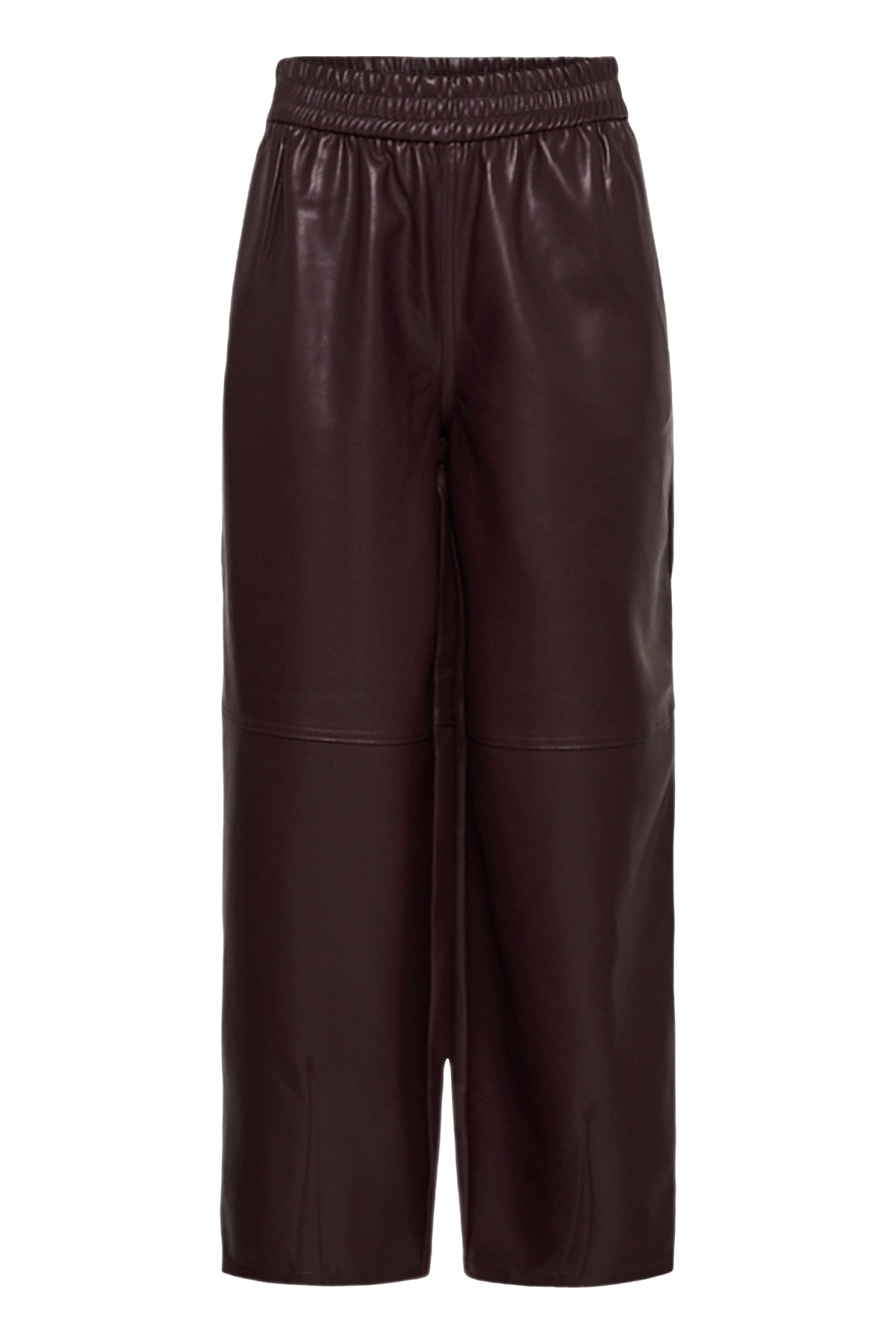 Kaffe Kaarense Fudge Burgundy Barrel Leg Faux Leather Joggers
