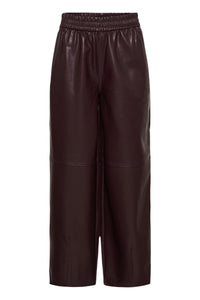 Kaffe Kaarense Fudge Burgundy Barrel Leg Faux Leather Joggers