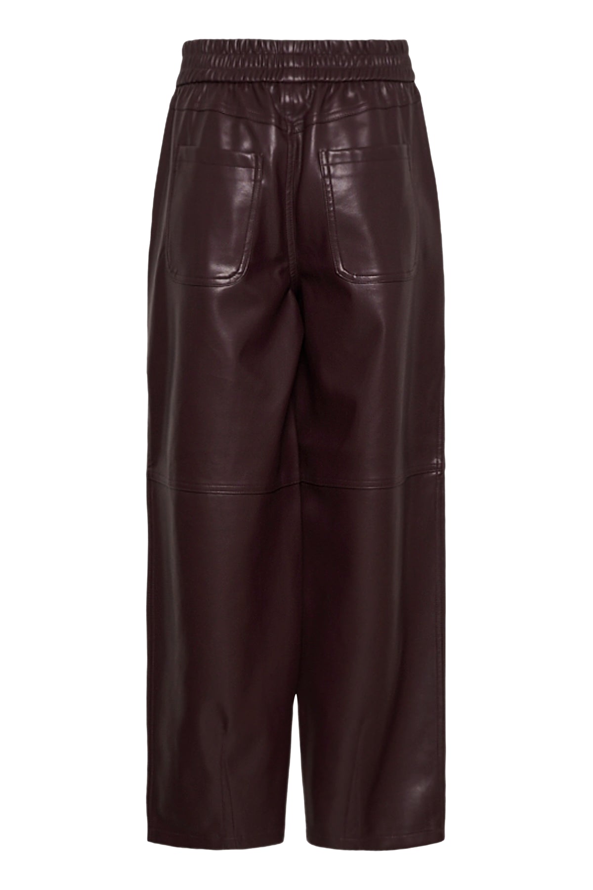 Kaffe Kaarense Fudge Burgundy Barrel Leg Faux Leather Joggers